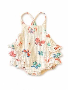 Angel Dear Butterfly Muslin Ruffle Bubble Romper 3-6M